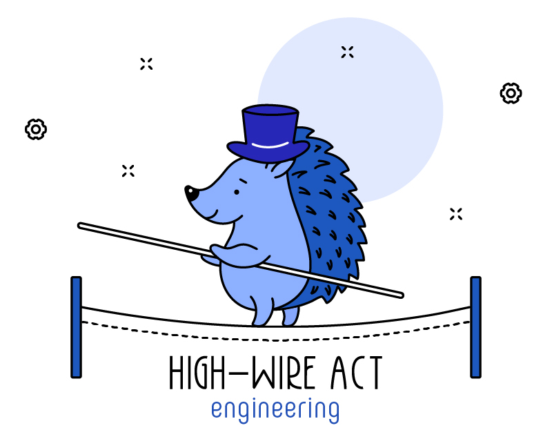 24-25 Engineering - High Wire Act Icon of Hedgehog walking on high-wire
