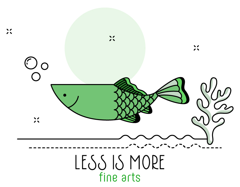 24-25 Fine Arts - Less is More - Fish with less design on one side and more detail on the other side