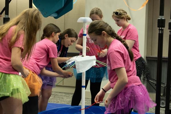 A Destination Imagination team participates in an Instant Challenge at Global Finals 2026.