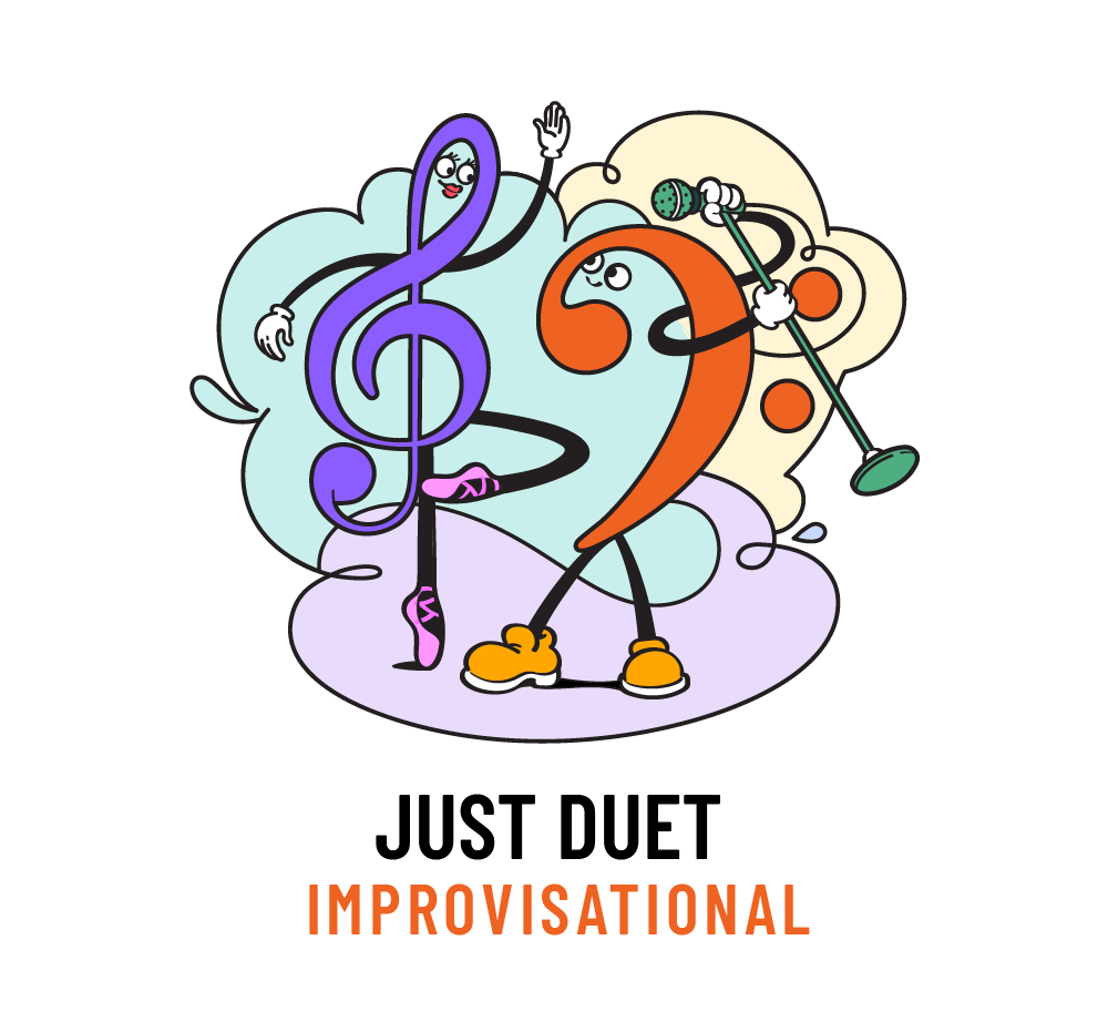 26-27 IMPROVISATIONAL logo with two music notes dancing together