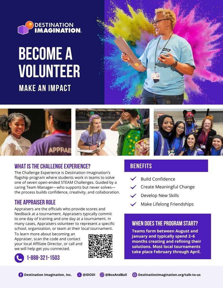 Appraiser Flyer image of DI volunteers and text on letter size flyer