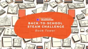 Black, white and orange illustrations of books that are open or closed