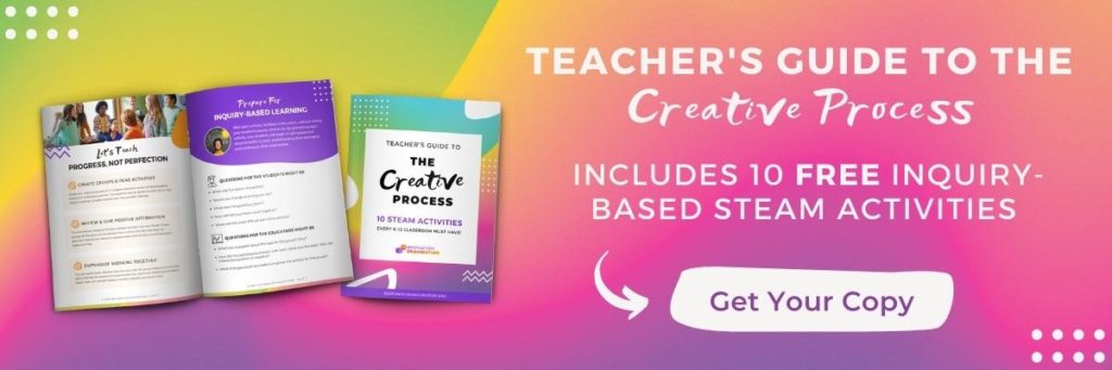 Photo of the Teacher's Guide to the Creative Process, including the cover and sample activity instructions