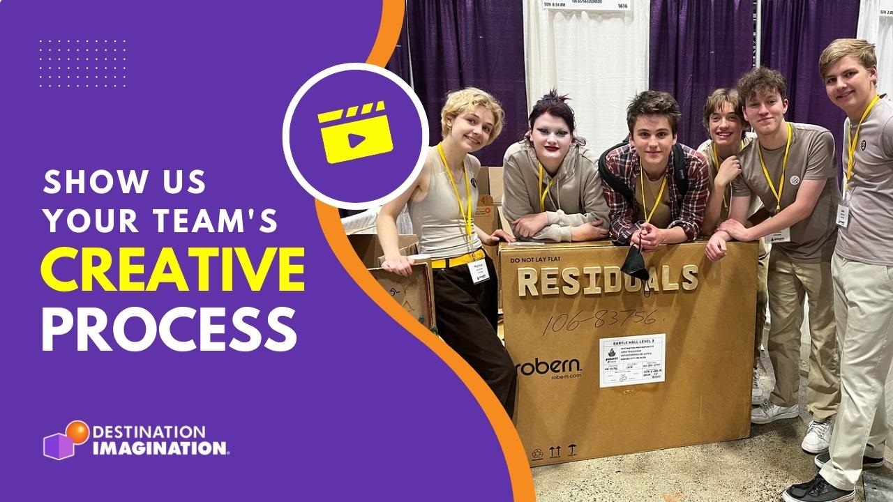 Photo of a Destination Imagination team with their props at Global Finals 2022.