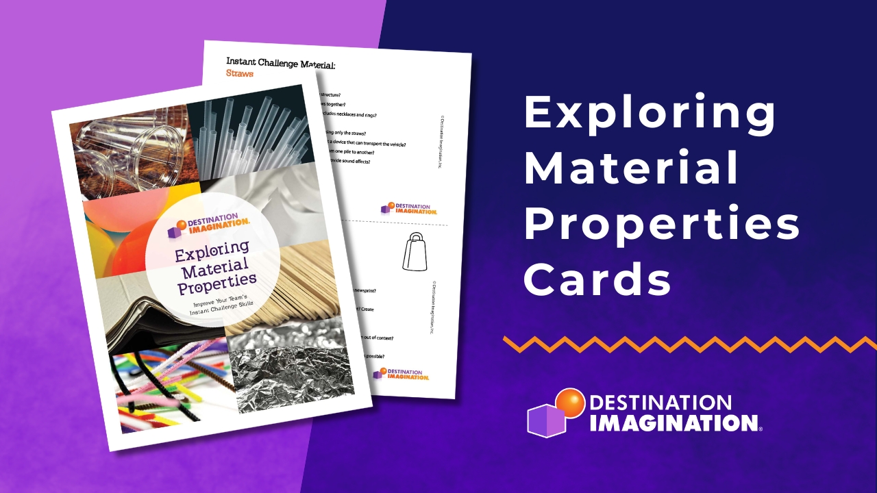 DI - Exploring Material Properties Cards header image depicts the front cover and cards on a purple background