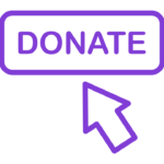 An arrow is pointing to a purple button that says, "DONATE."