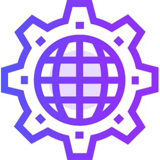 Globe and Gears Icon