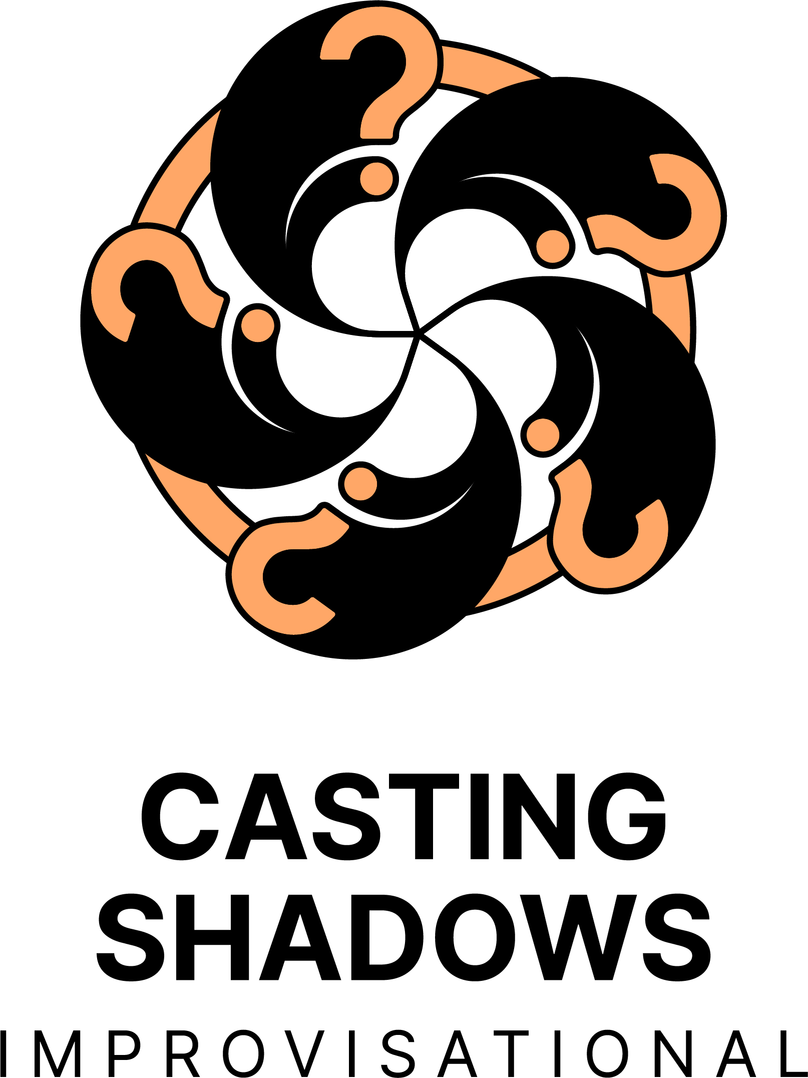 Improvisational Casting Shadows Icon with question marks and shadows