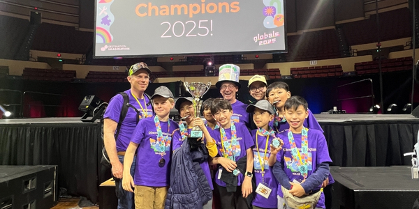 DI team, the Crazed Monkeys, celebrate at the Global Finals 2025 Closing Celebration. 