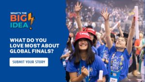 Photo of a Canadian Destination Imagination team at Global Finals 2019. Text says, "What do you love most about Global Finals? Submit your story."